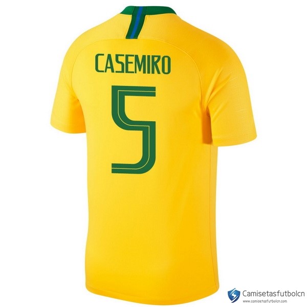 Camiseta Seleccion Brasil Primera equipo Casemiro 2018 Amarillo